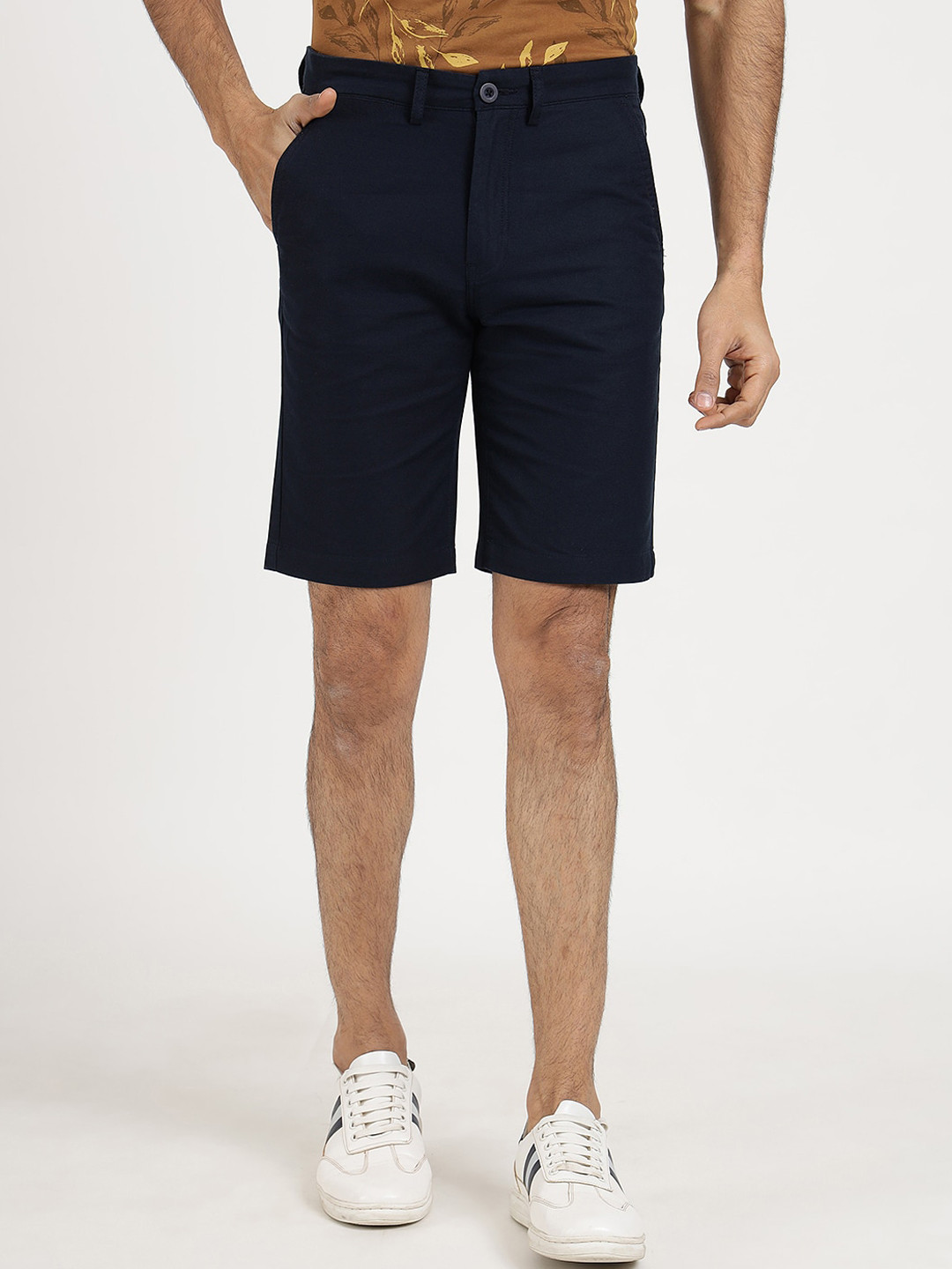 

JADE BLUE Men Slim Fit Cotton Regular Shorts, Navy blue