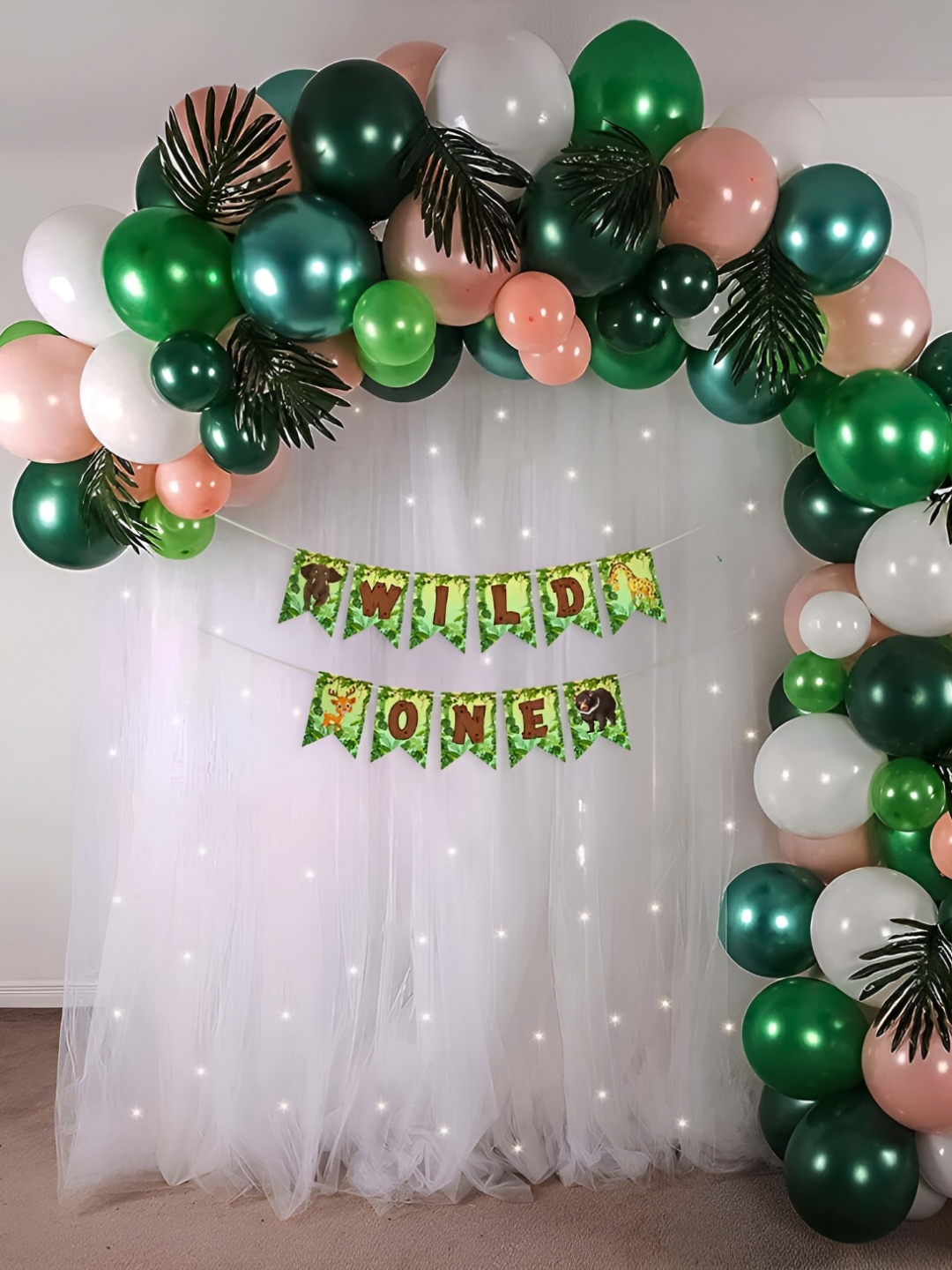 

Special You 64-Pcs Green, White & Peach-Colored Foil Balloons Birthday Decors