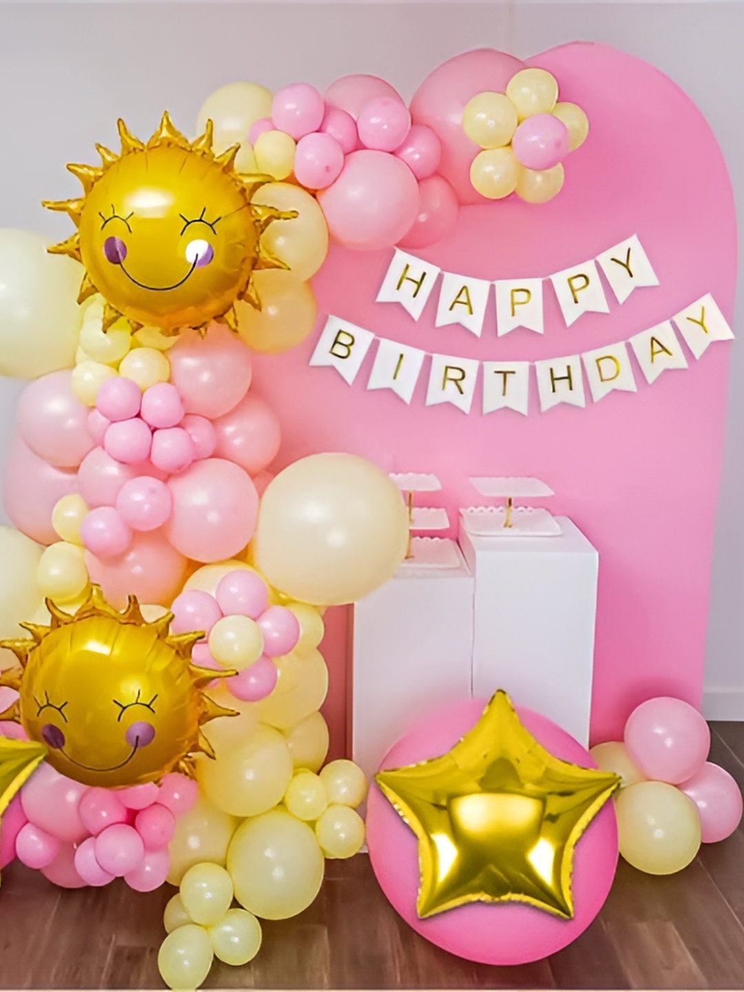 Special You 57-Pcs Yellow & White Foil Balloons Birthday Decors