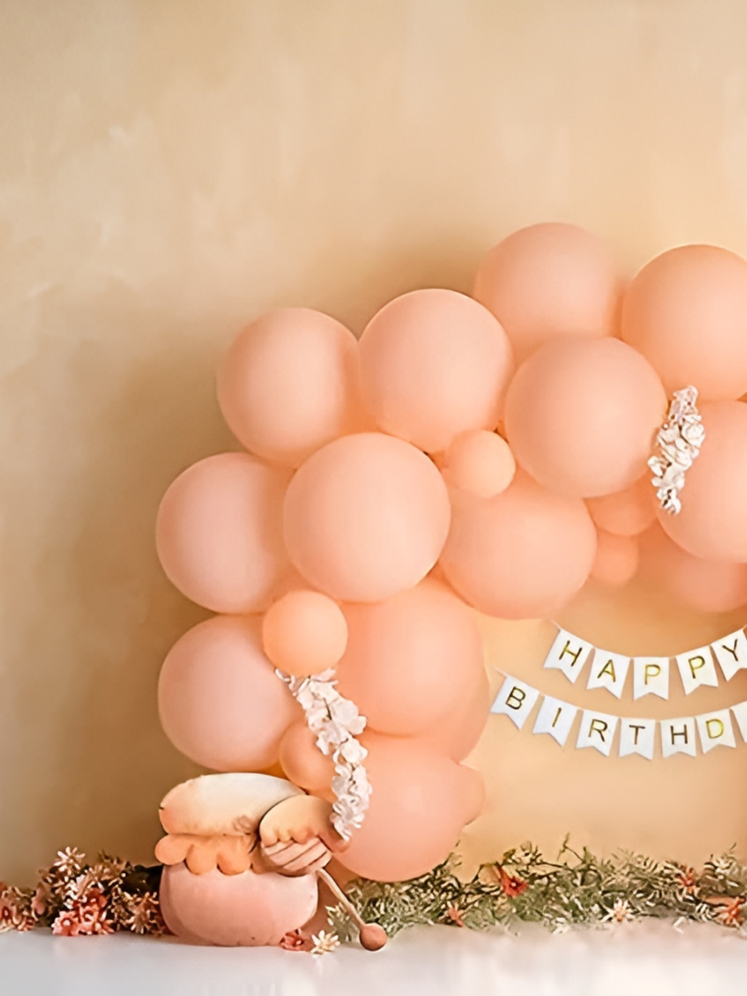

Special You 53-Pcs Peach-colored & White Foil Balloons Birthday Decors