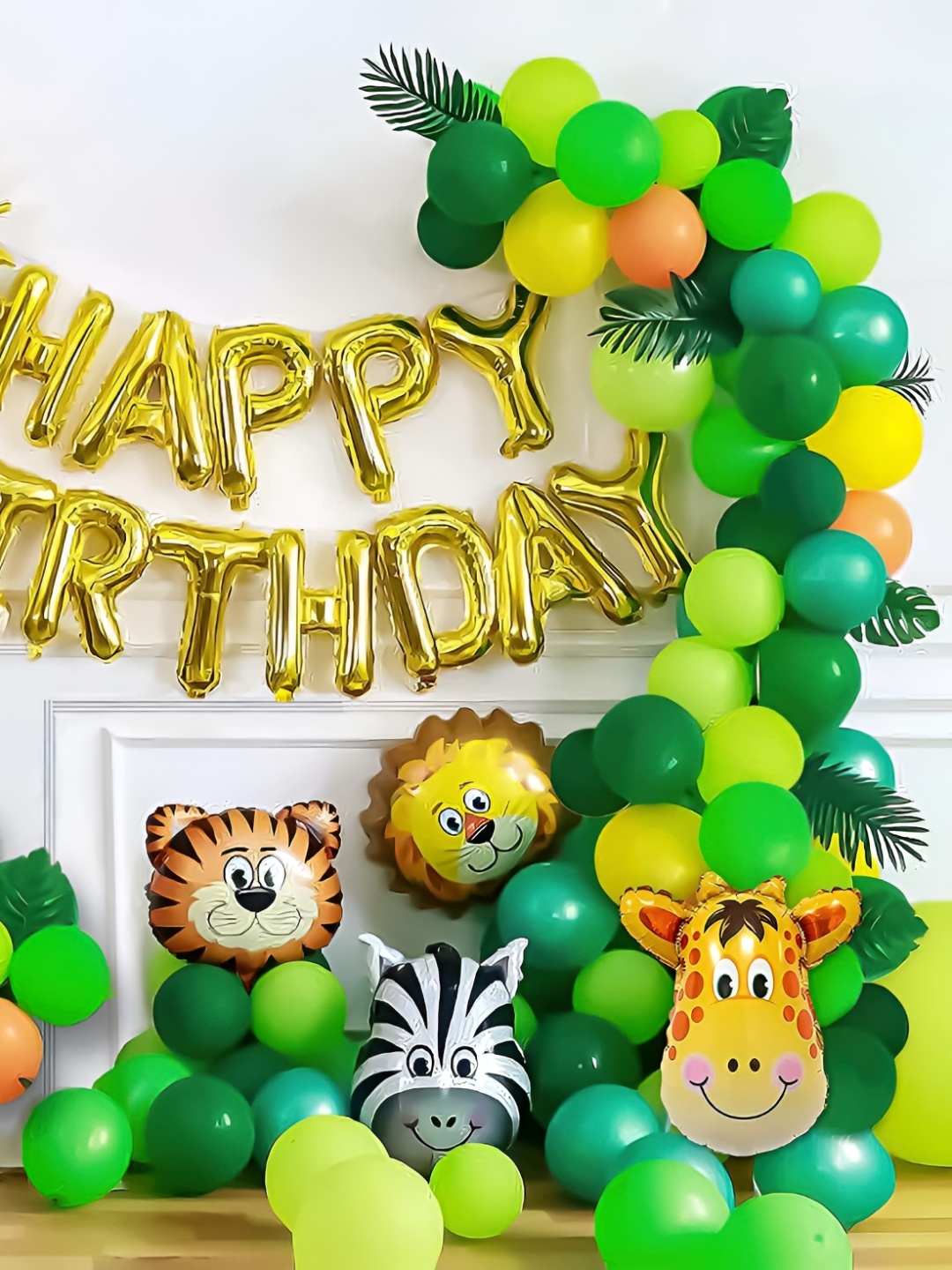 

Special You 74-Pcs Green & Yellow Rainbow Animal- Jungle Theme Birthday Decoration