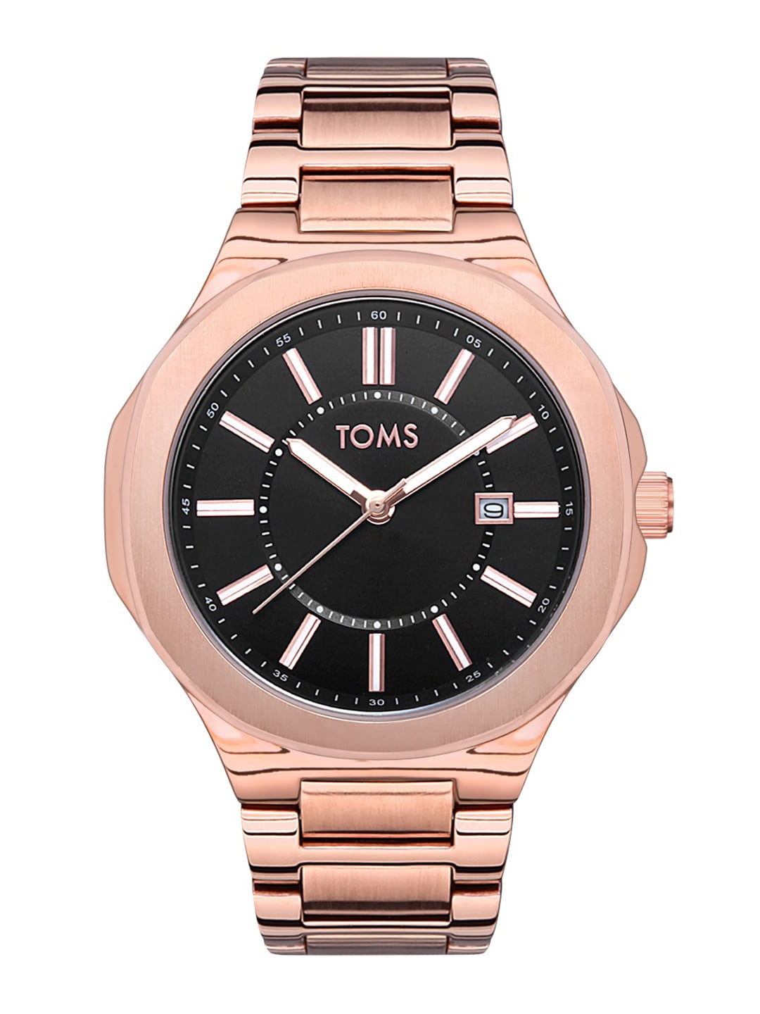 

TOMS Men Embellished Dial & Stainless Steel Bracelet Style Straps Analogue Watch T81877A-C, Rose gold