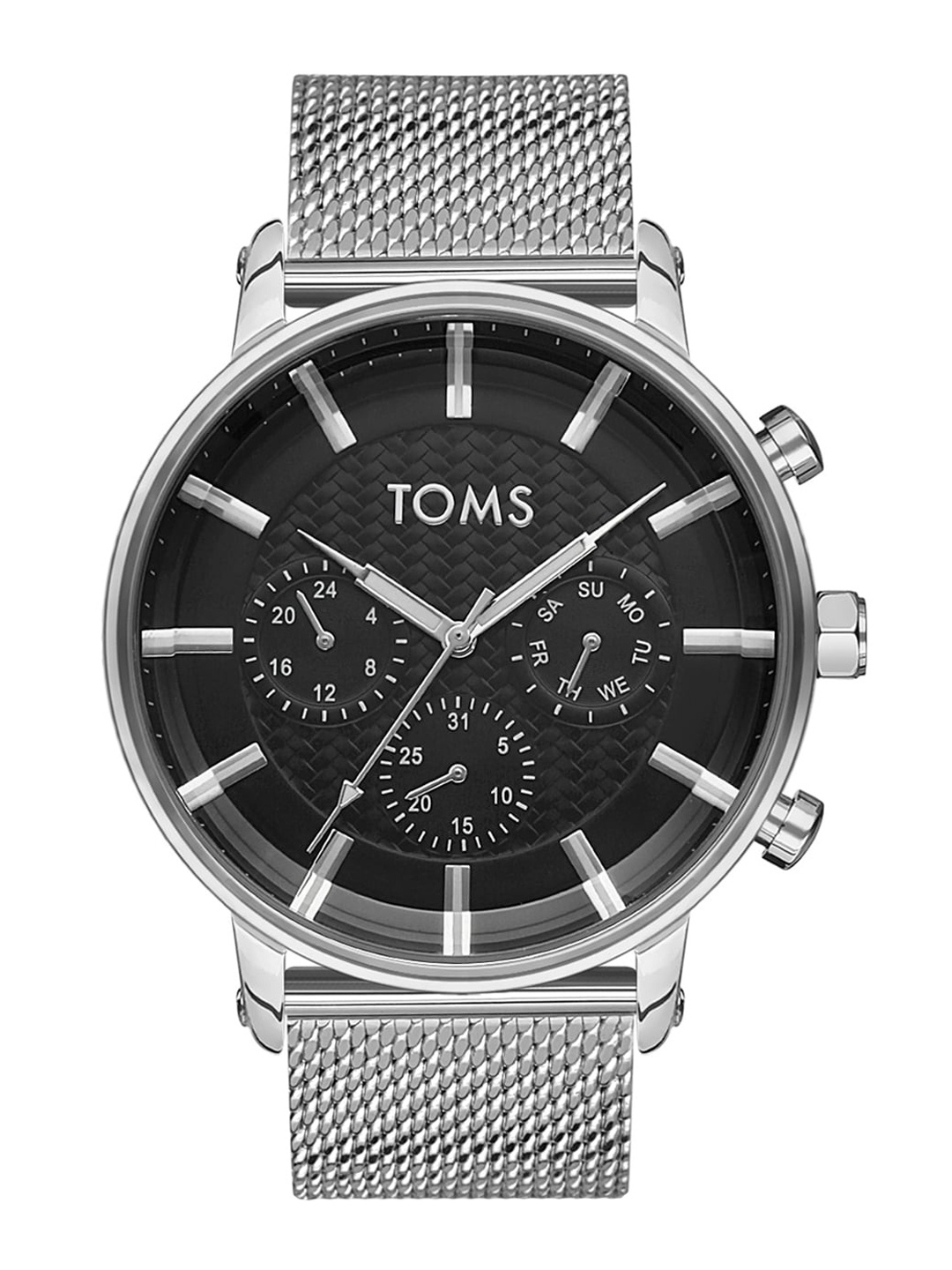 

TOMS Men Patterned Dial & Stainless Steel Bracelet Style Straps Analogue Watch T81509C-A, Silver