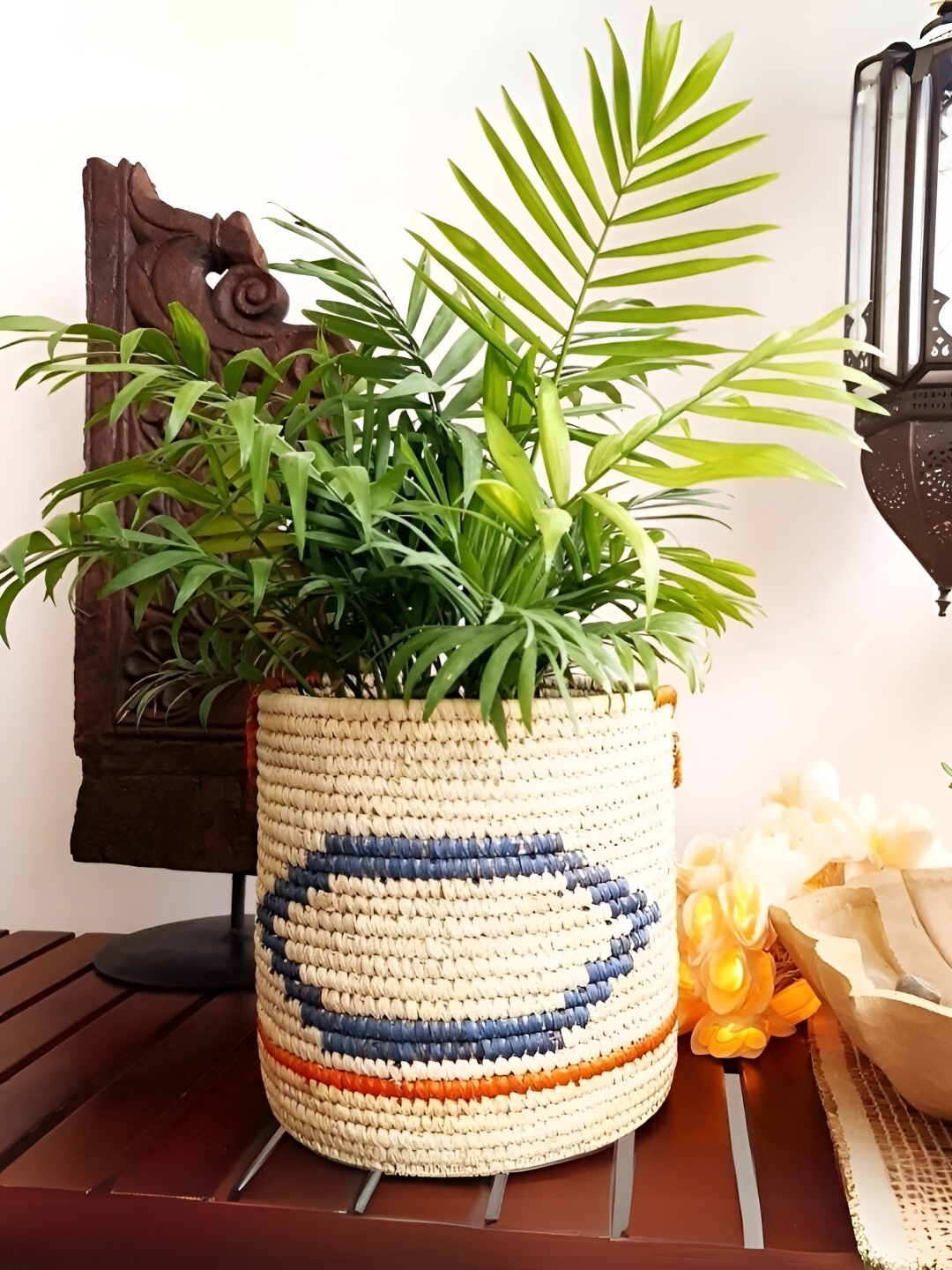 

Peepul Tree Blue & Cream Woven Design Planters