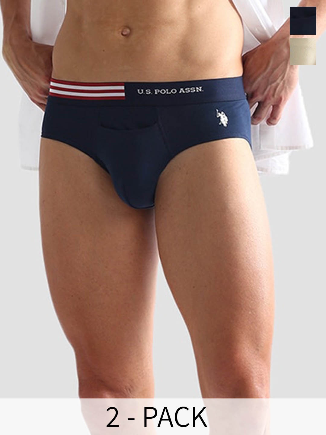 

U.S. Polo Assn. Pack Of 2 Anti Microbial Basic Briefs, Cream