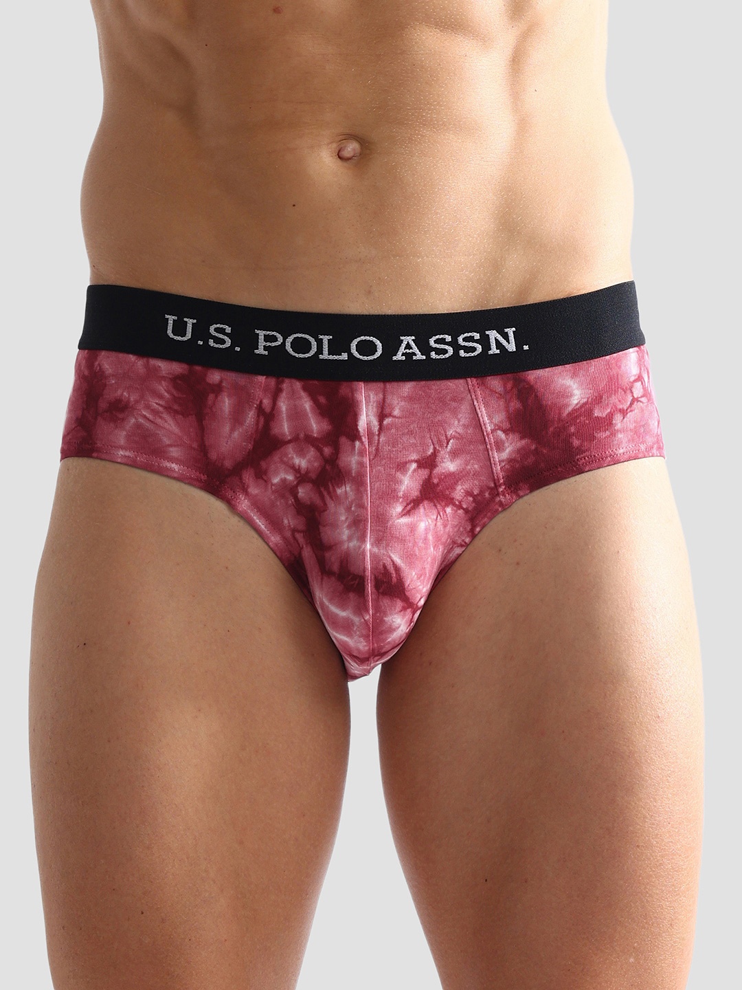 

U.S. Polo Assn. Tie & Dye Mid Rise Anti Microbial Basic Briefs OEB03-R04-PR, Red