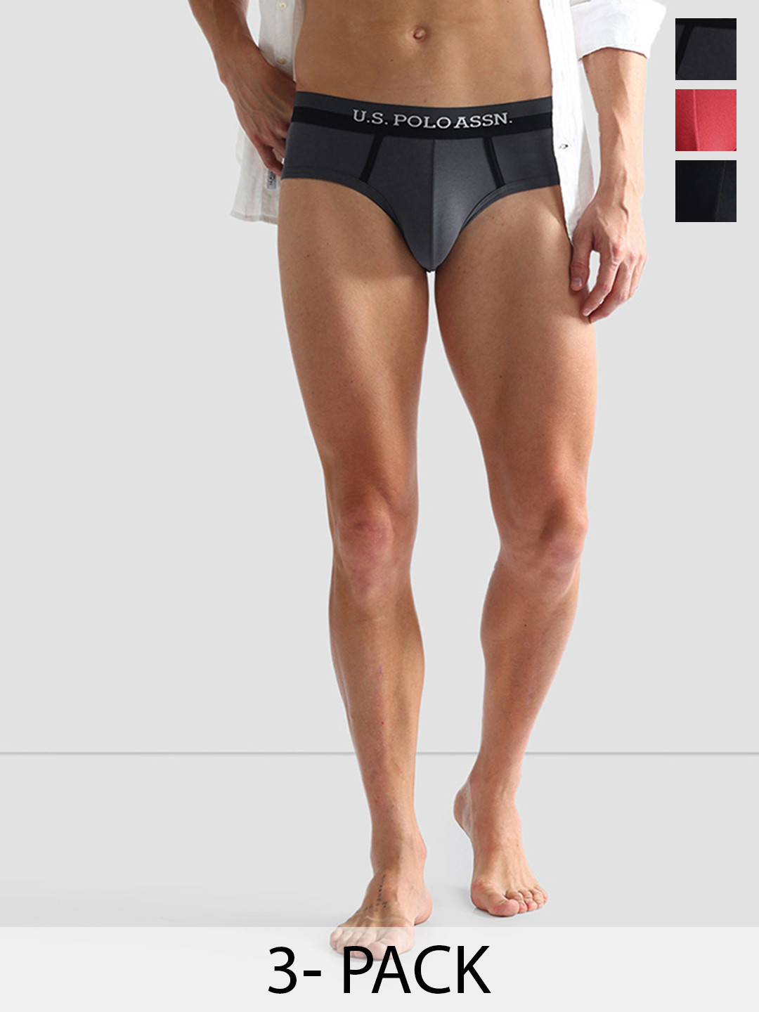 

U.S. Polo Assn. Men Pack Of 3 Basic Briefs OEB07-ZGR-P3, Black