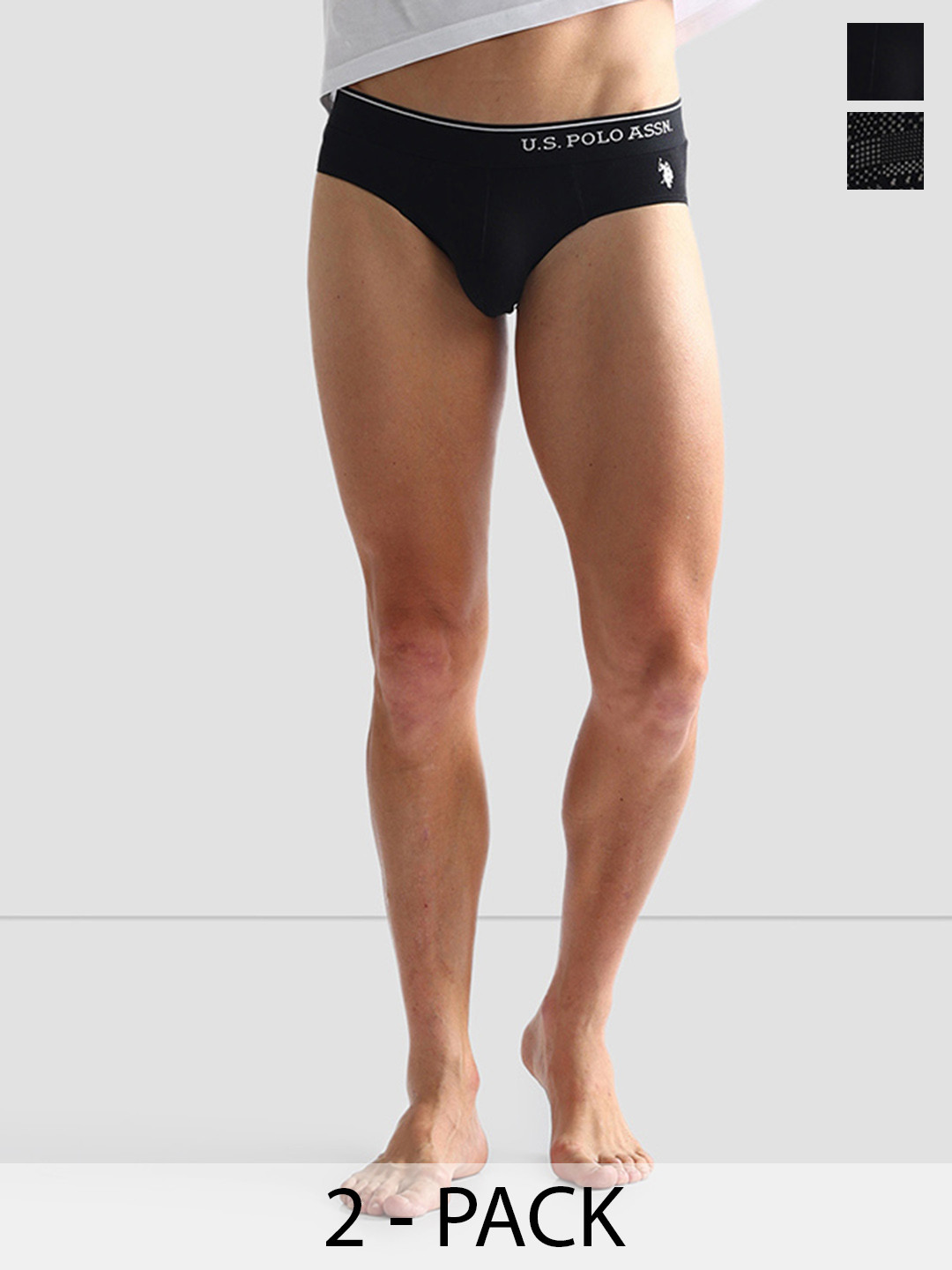 

U.S. Polo Assn. Pack Of 2 Pure Cotton Anti Microbial Basic Briefs OEB08-Z01-P2, Black