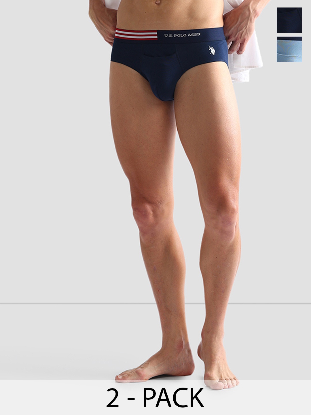 

U.S. Polo Assn. Pack Of 2 Mid Rise Stretchable Basic Briefs OEB06-NB0-P2, Navy blue