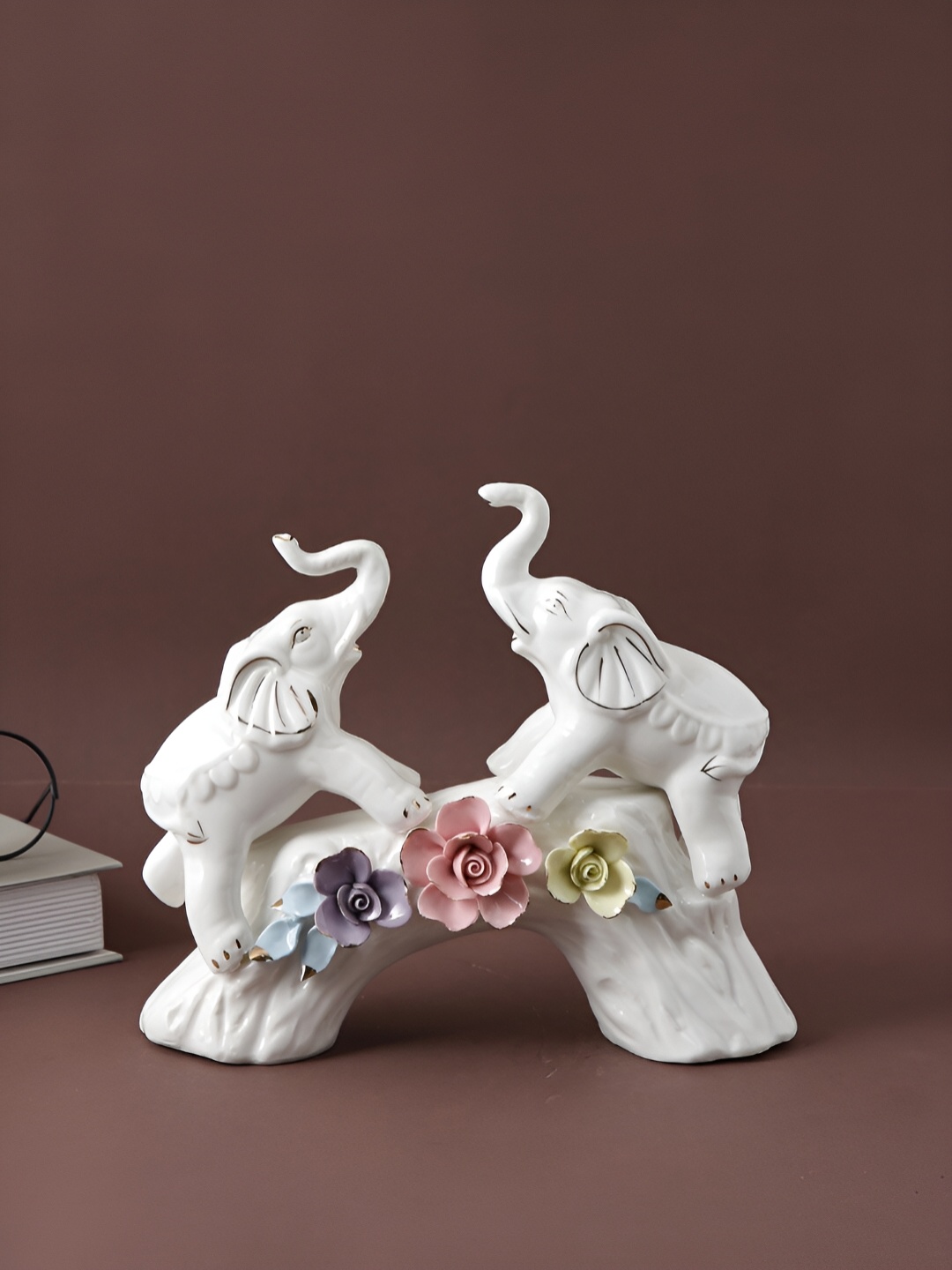 

Aura White Elephants Figurine Showpiece