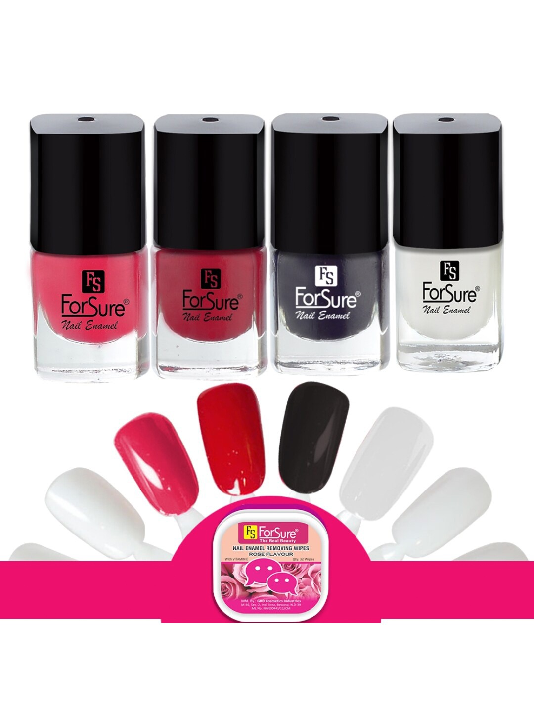 

ForSure Trendy Set Of 4 Long Lasting Nail Enamel-5ml Each-115-118-107-101, Pink