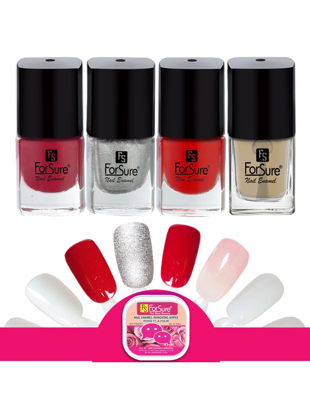 

ForSure Trendy Set Of 4 Long Lasting Nail Enamel-5ml Each-119- 105- 106- 107, Red