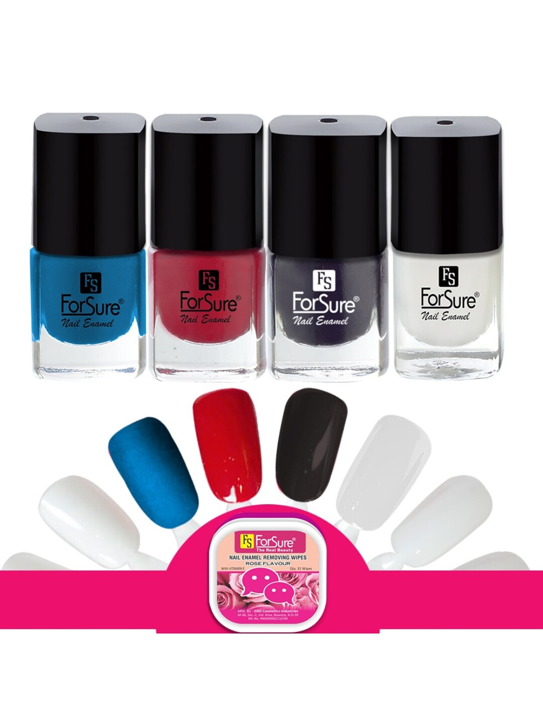 

ForSure Trendy Set Of 4 Long Lasting Nail Enamel-5ml Each-118-106-115-112, Blue