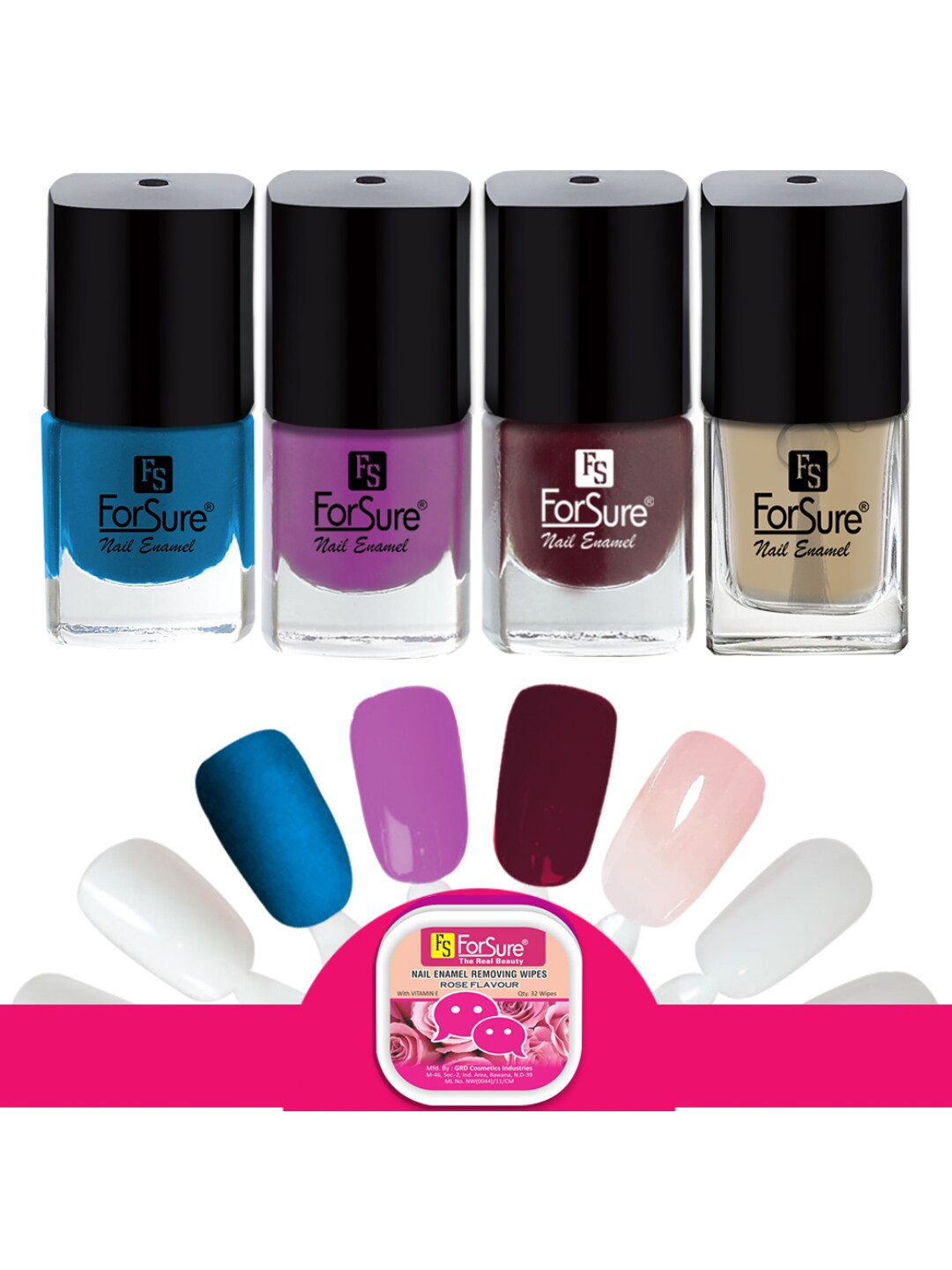 

ForSure Trendy Set Of 4 Long Lasting Nail Enamel-5ml Each-119- 109-111- 112, Blue