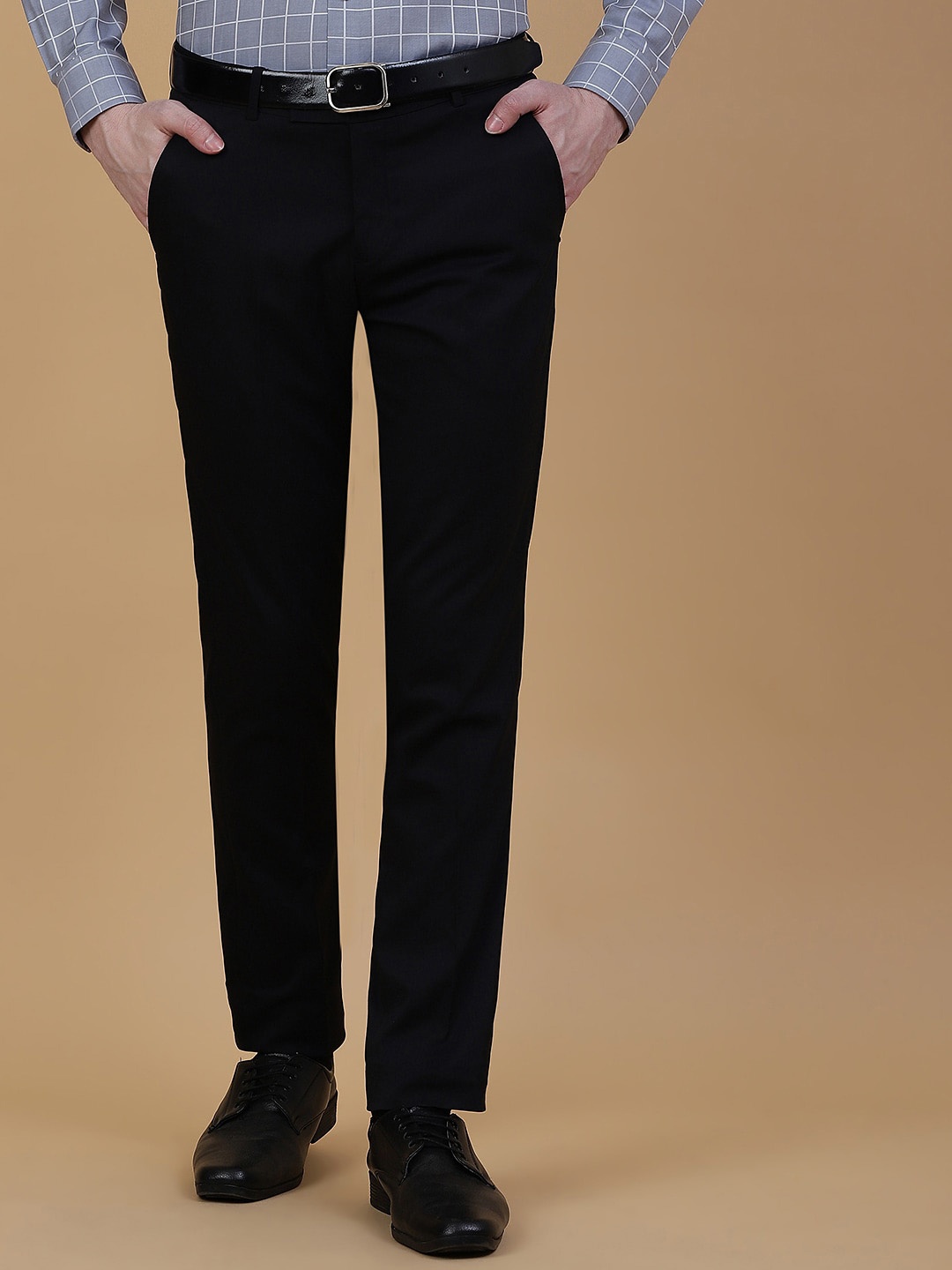 

Greenfibre Men Slim Fit Formal Trouser, Black