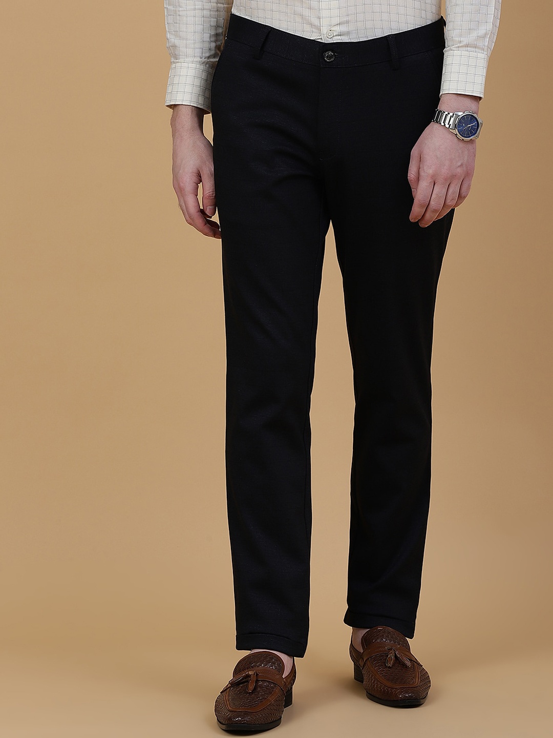 

JB STUDIO Men Slim Fit Regular Trouser, Navy blue