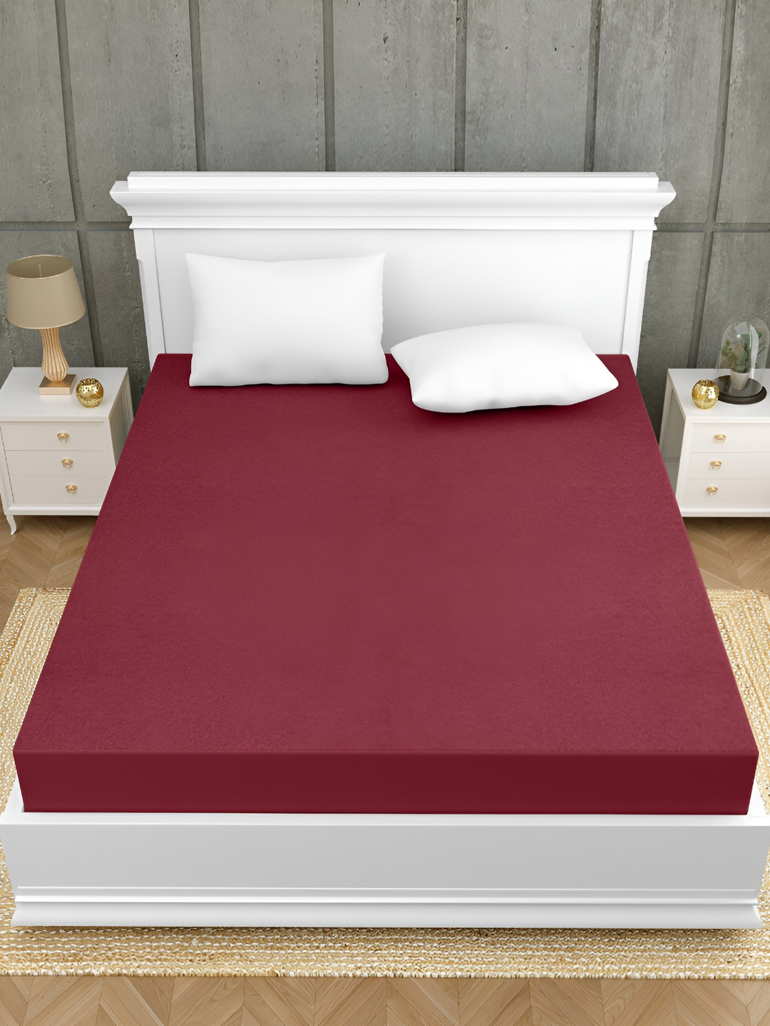 

SHOOLIN Maroon King Bedsheet with 2 Pillow Covers