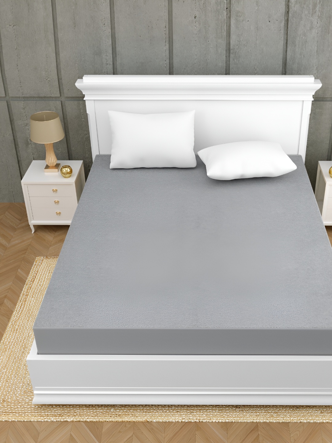 

SHOOLIN Grey Pure Cotton King Bedsheet with 2 Pillow Covers