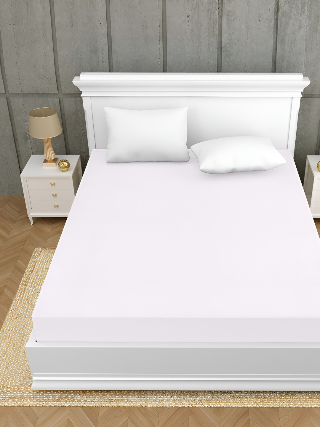 

SHOOLIN White Pure Cotton King Bedsheet with 2 Pillow Covers