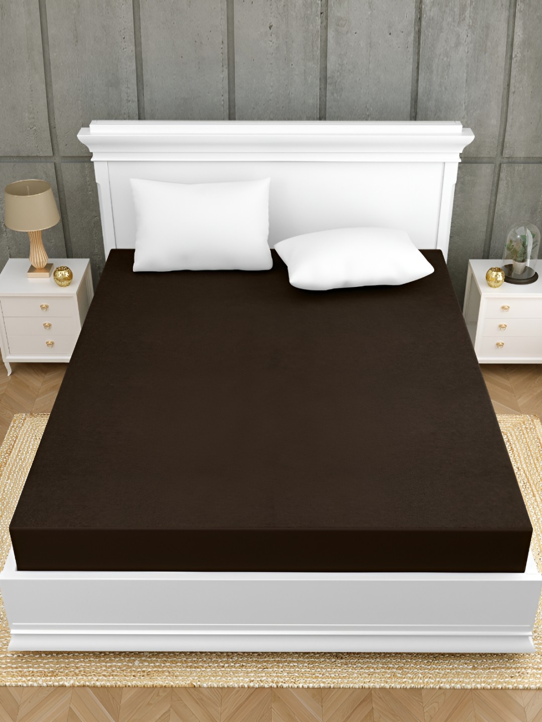 

SHOOLIN Brown Pure Cotton King Bedsheet with 2 Pillow Covers