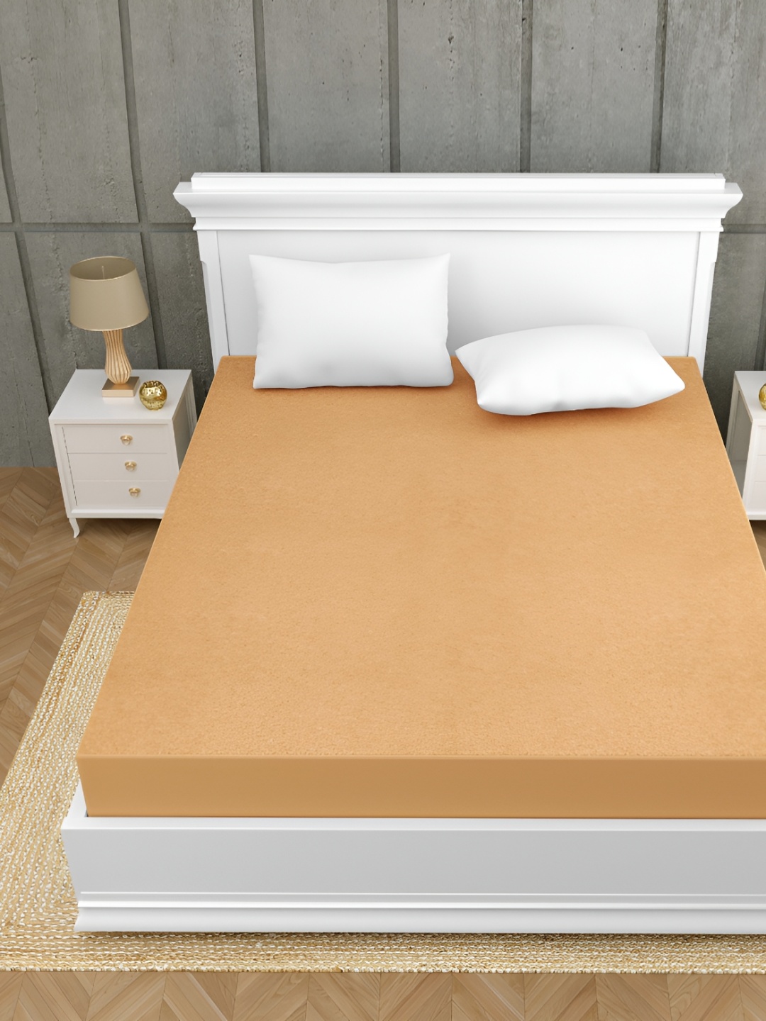 

SHOOLIN Beige Pure Cotton King Bedsheet with 2 Pillow Covers