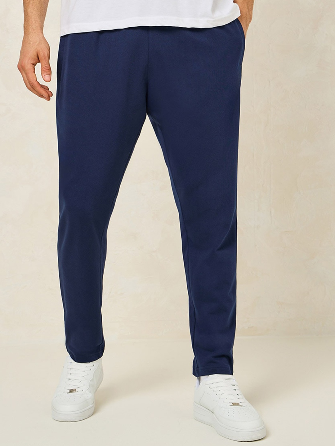 

Styli Men Eco Earth Slim Terry Open Hem Jogger with Welt Pockets, Navy blue