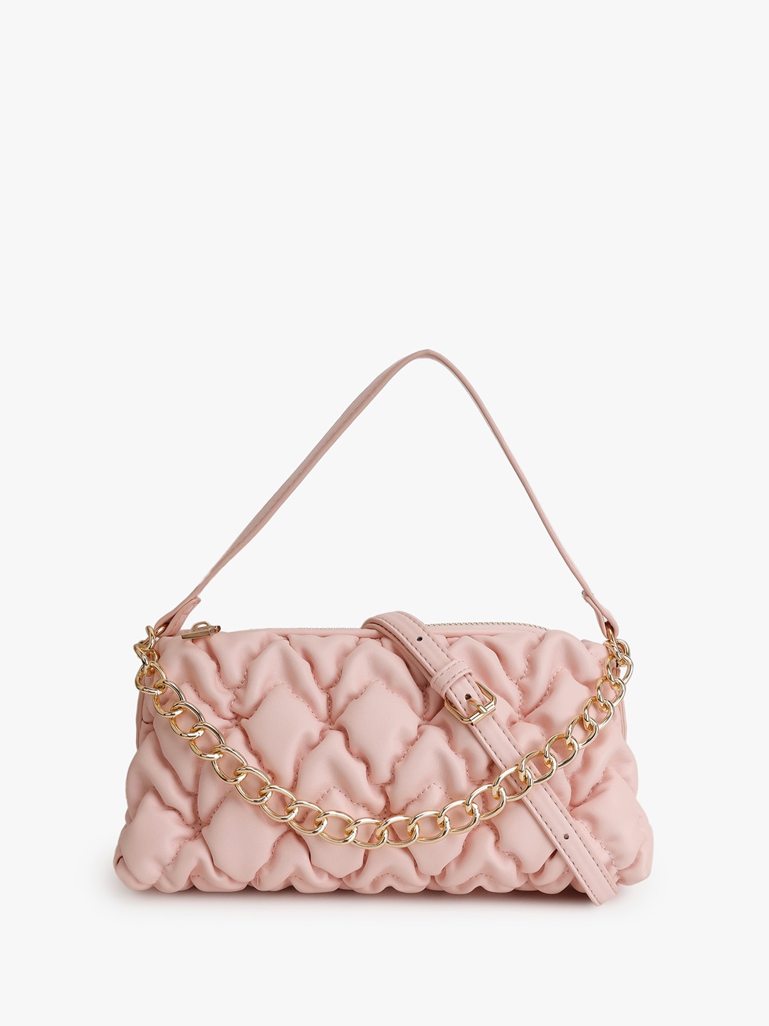 

Kazo Textured Structured Handheld Bag with Quilted, Beige