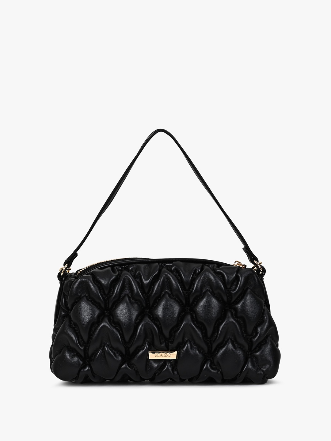 

Kazo Puffy Shoulder Bag with Quilted, Black