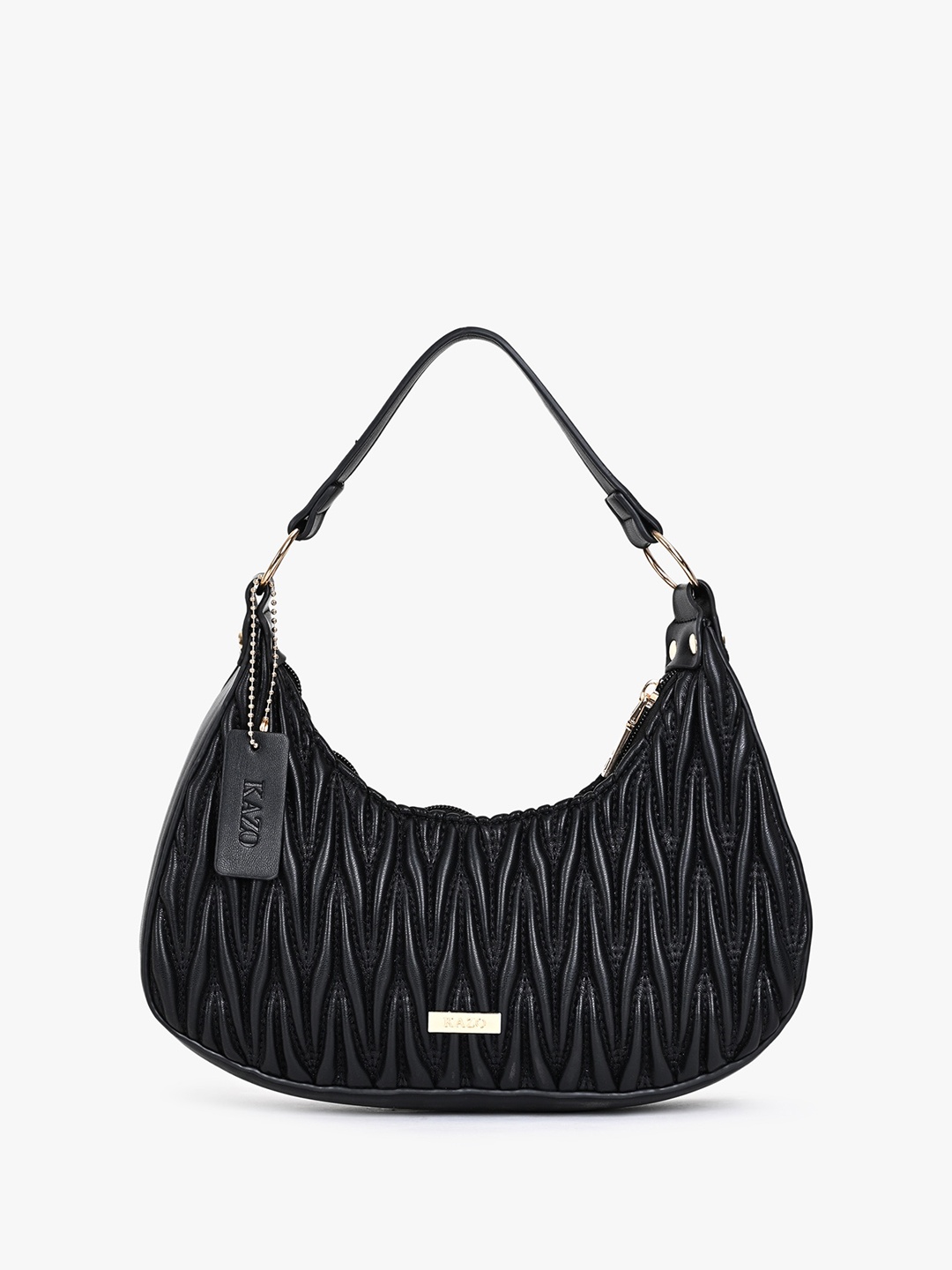 

Kazo Half Moon Hobo Bag with Quilted, Black