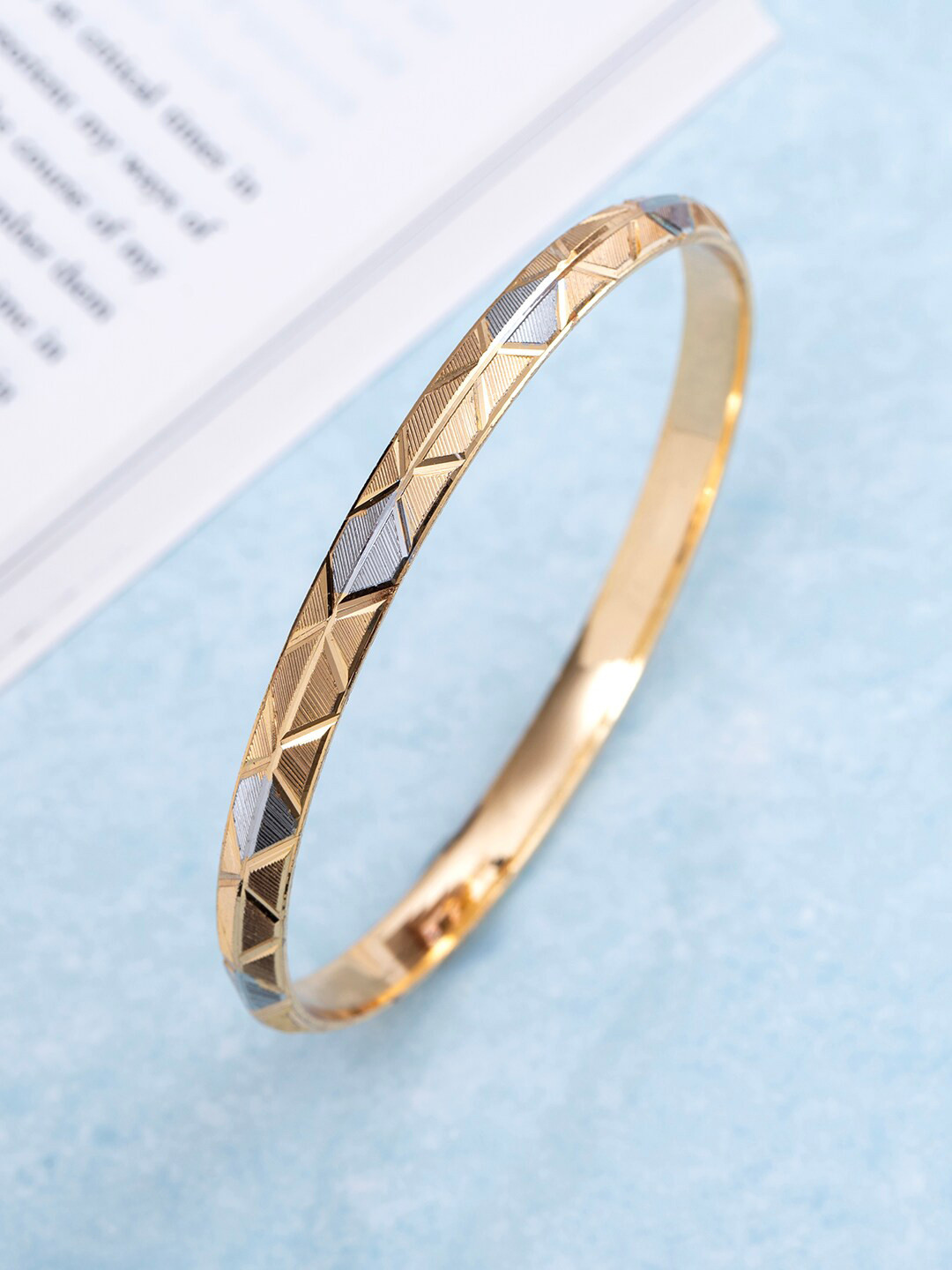 

Zavya Men 925 Pure Silver Rhodium-Plated Bangle Style Bracelet, Gold
