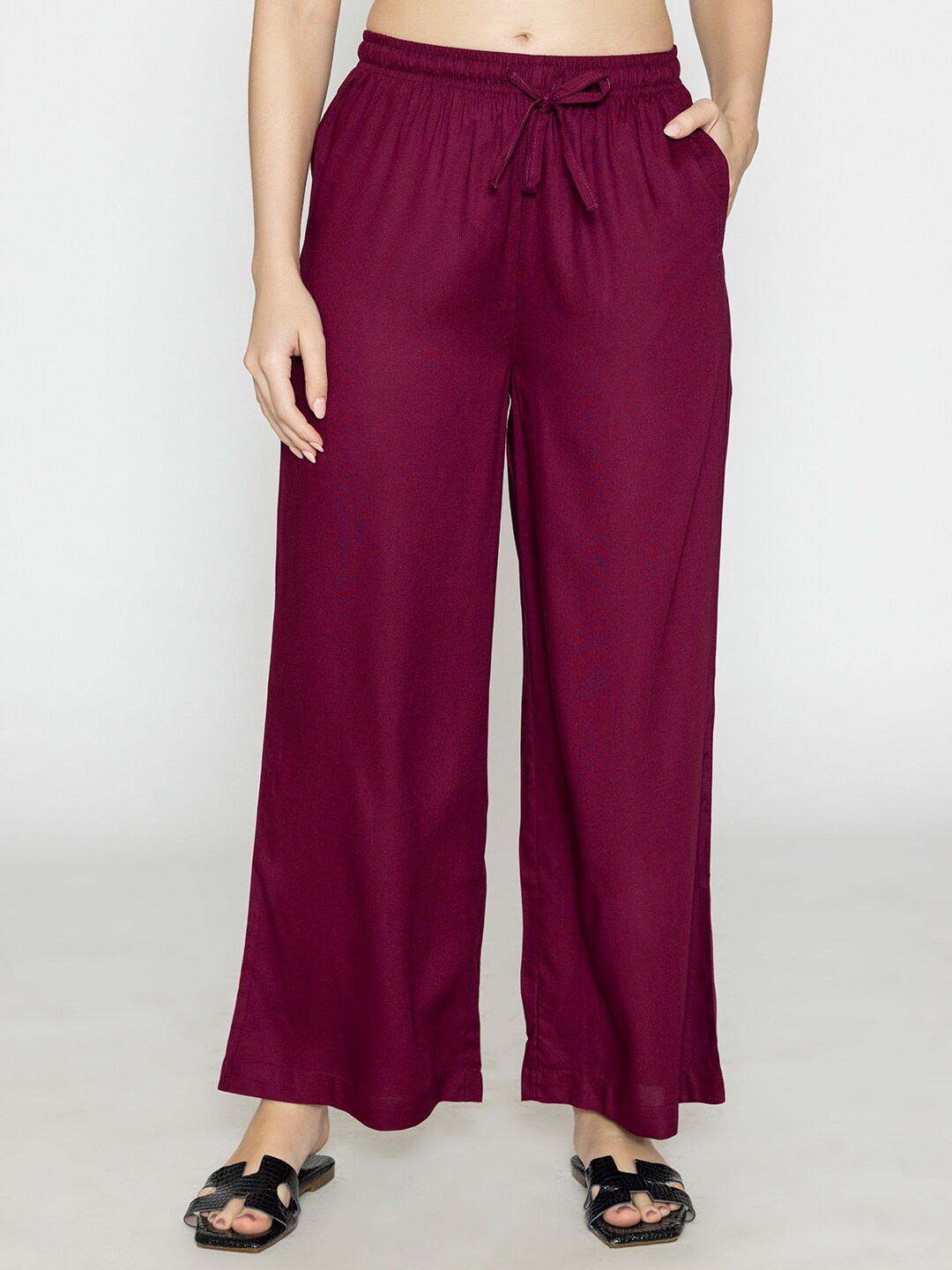 Bonjour Women Wide Leg Palazzos, Purple