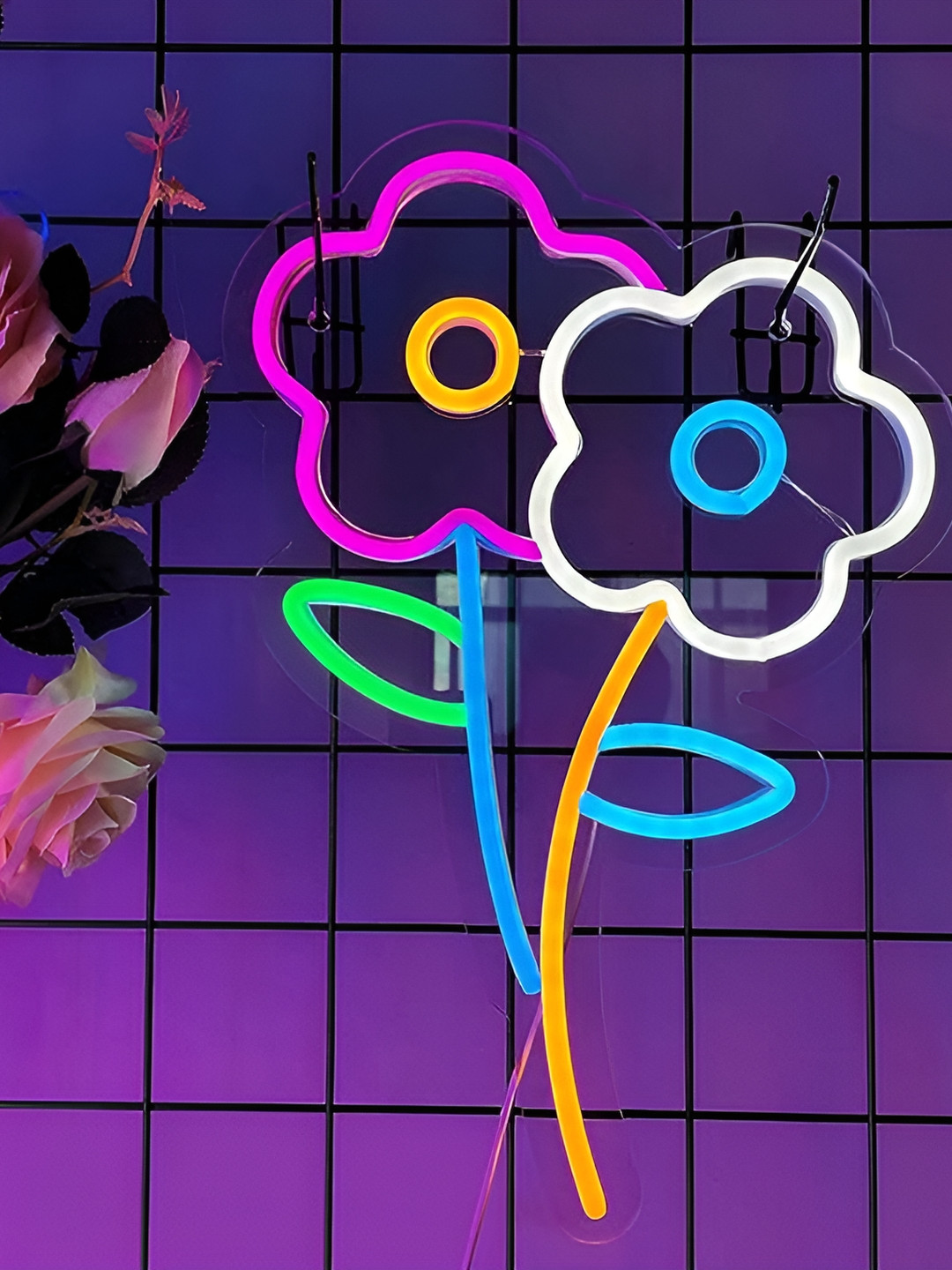 

the party planet Purple & Blue Flower Shaped Acrylic LED Neon Lights