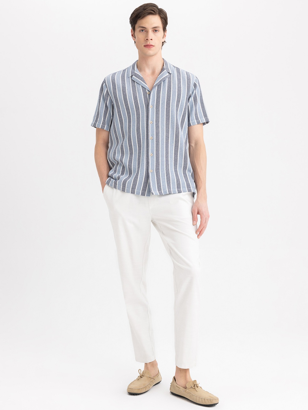 

DeFacto Men Mid Rise Trousers, White