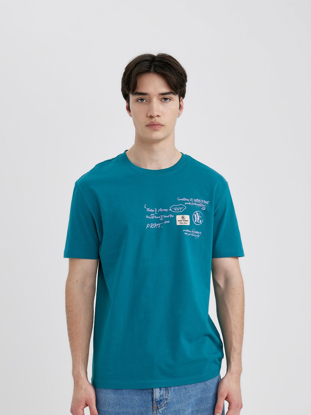 

DeFacto Men Typography T-shirt, Green