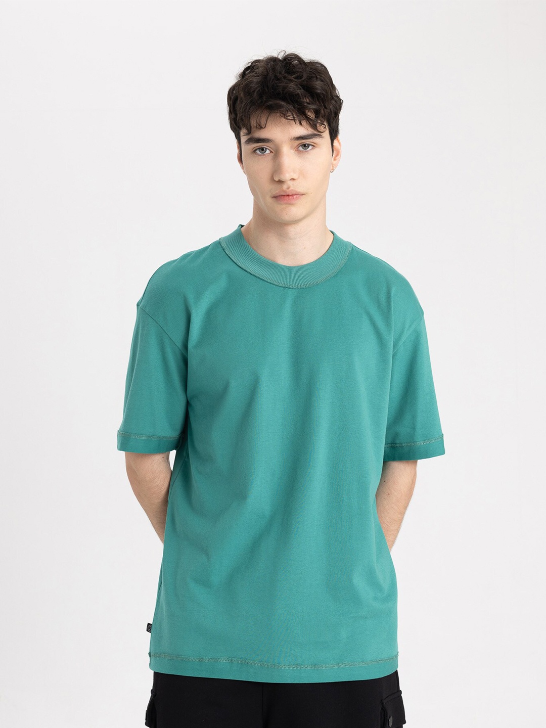 

DeFacto Men pure cotton T-shirt, Sea green