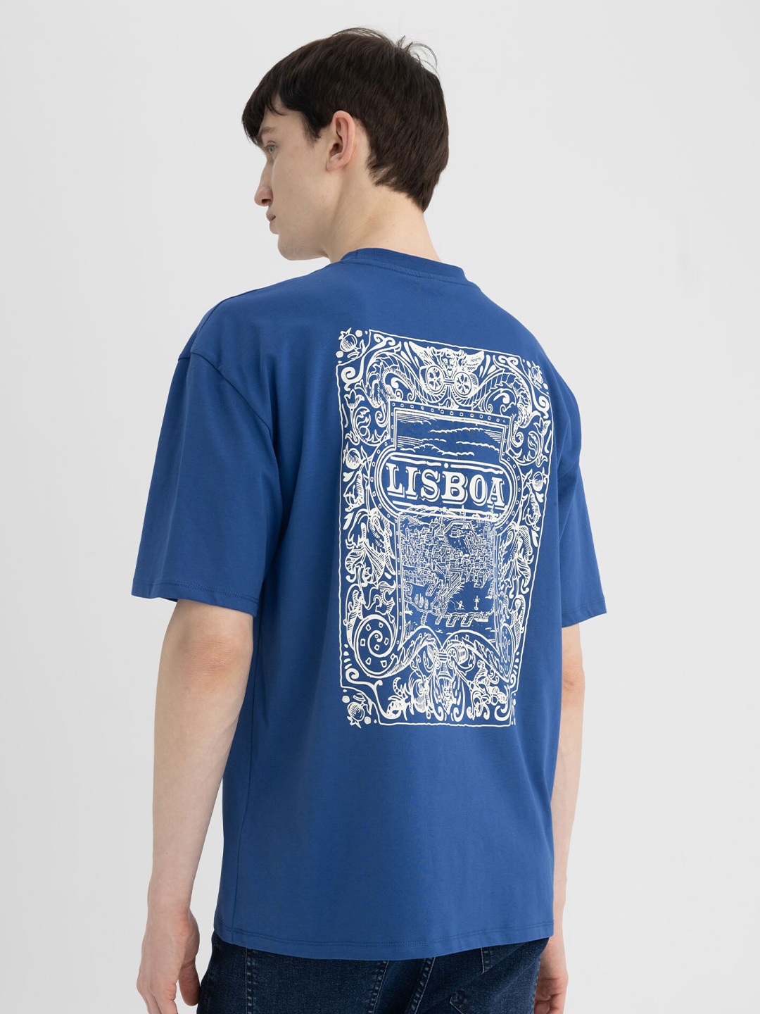 

DeFacto Men Typography Printed T-shirt, Blue