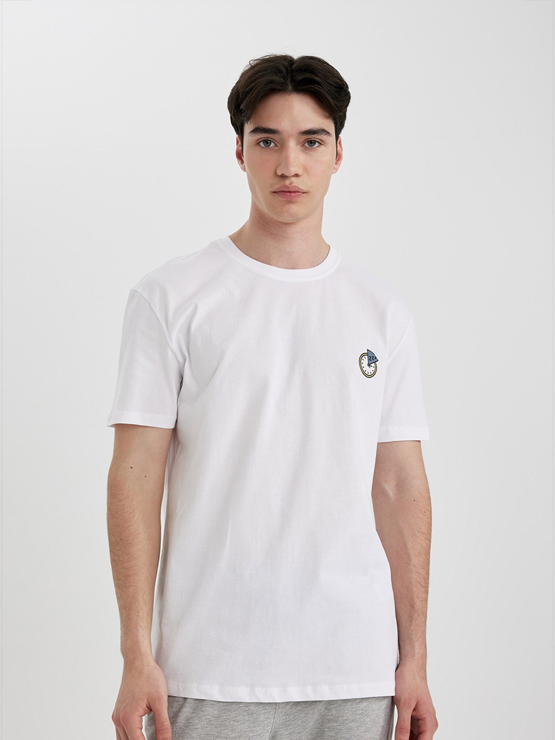 

DeFacto Men pure cotton Applique T-shirt, White