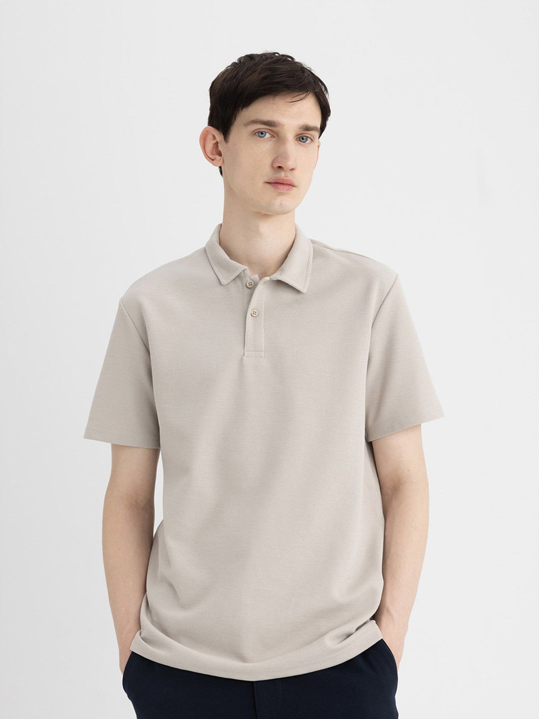 

DeFacto Men Polo Collar T-shirt, Beige