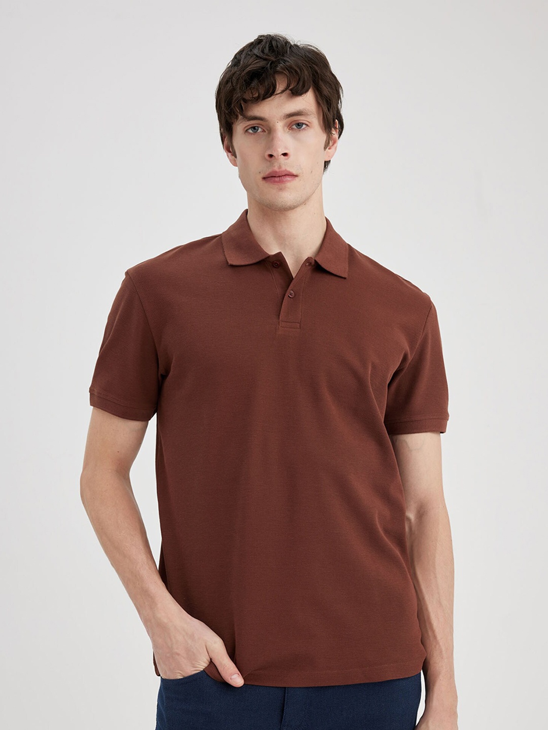 

DeFacto Men pure cotton Polo Collar T-shirt, Maroon