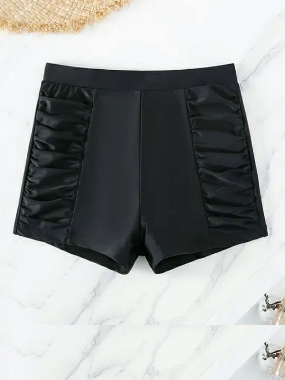 

WomanLikeU Mid Rise Swimwear Shorts, Black
