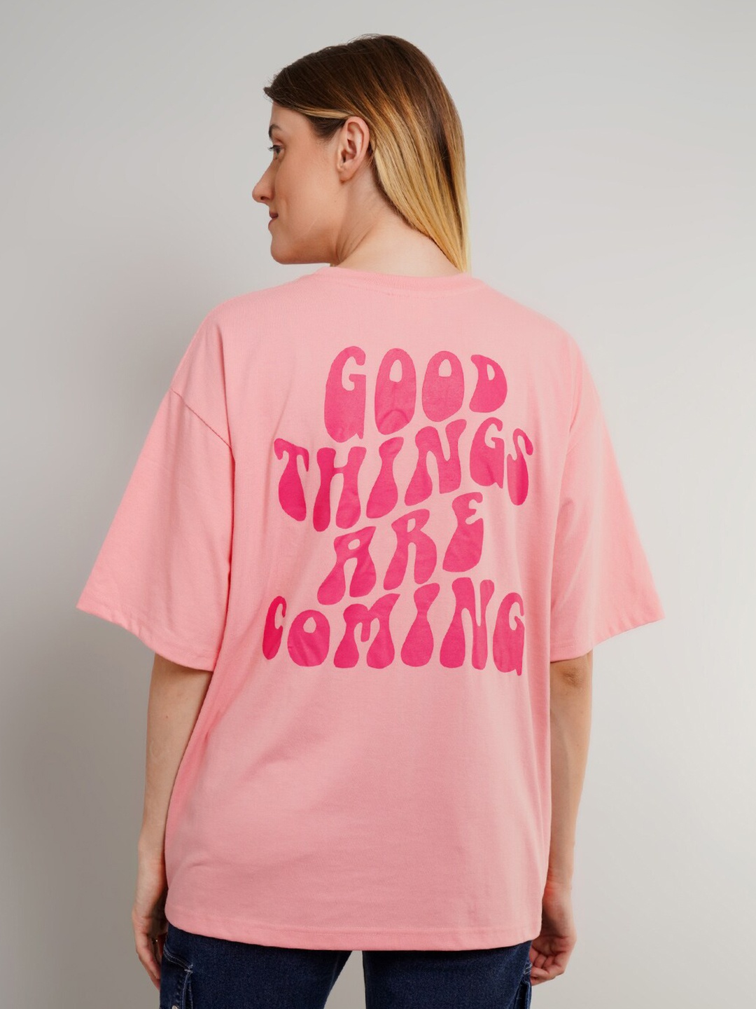 

ABSOLUTE DEFENSE Women Typography Printed T-shirt, Peach