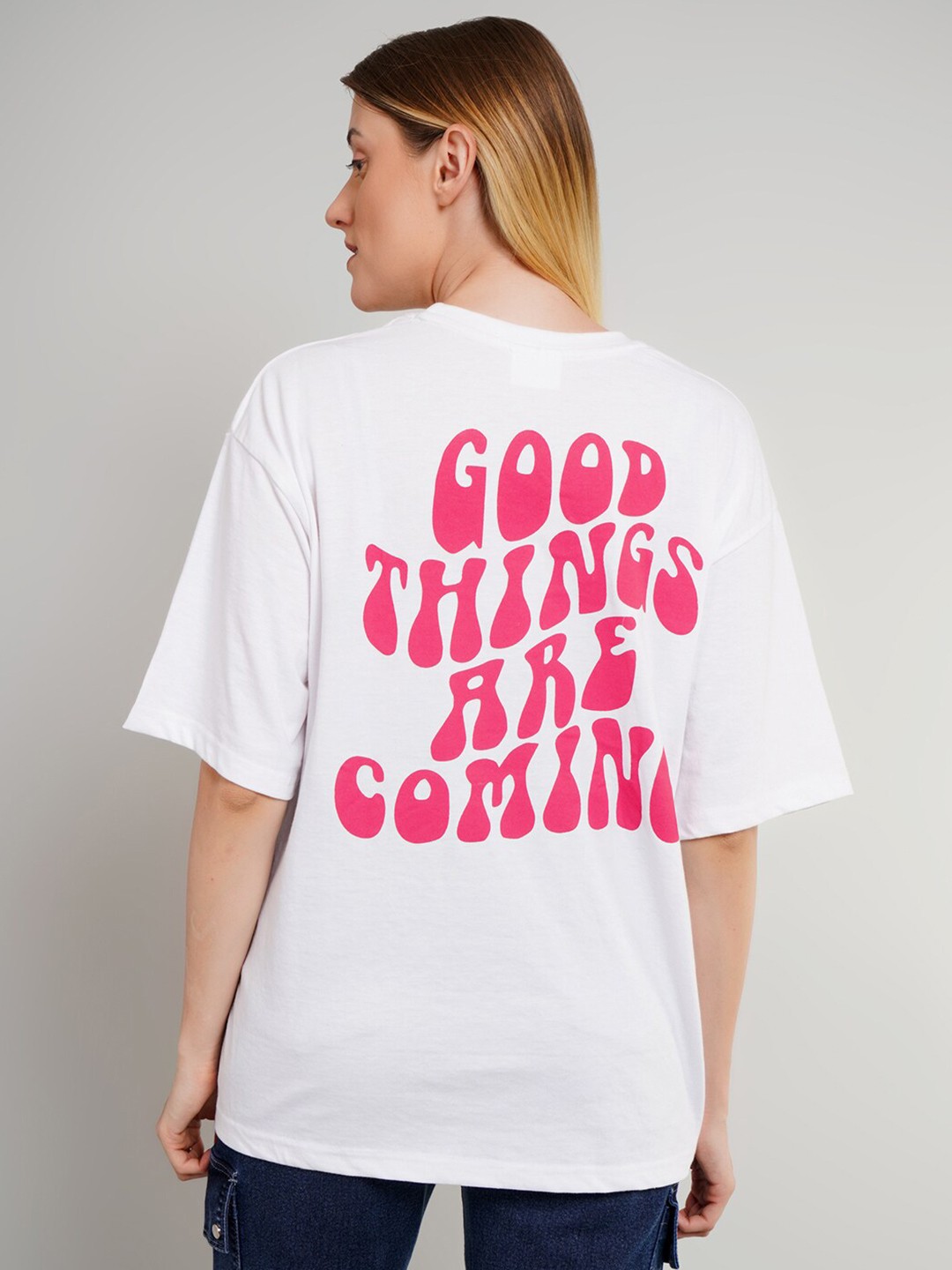 ABSOLUTE DEFENSE Women Typography Printed Applique T-shirt, White