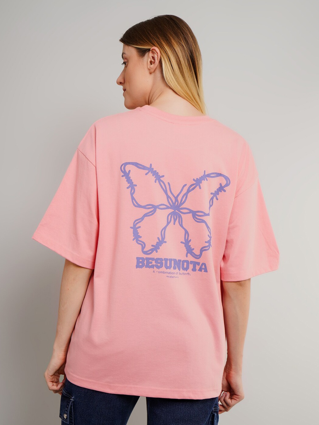 ABSOLUTE DEFENSE Women Typography Printed Applique T-shirt, Peach