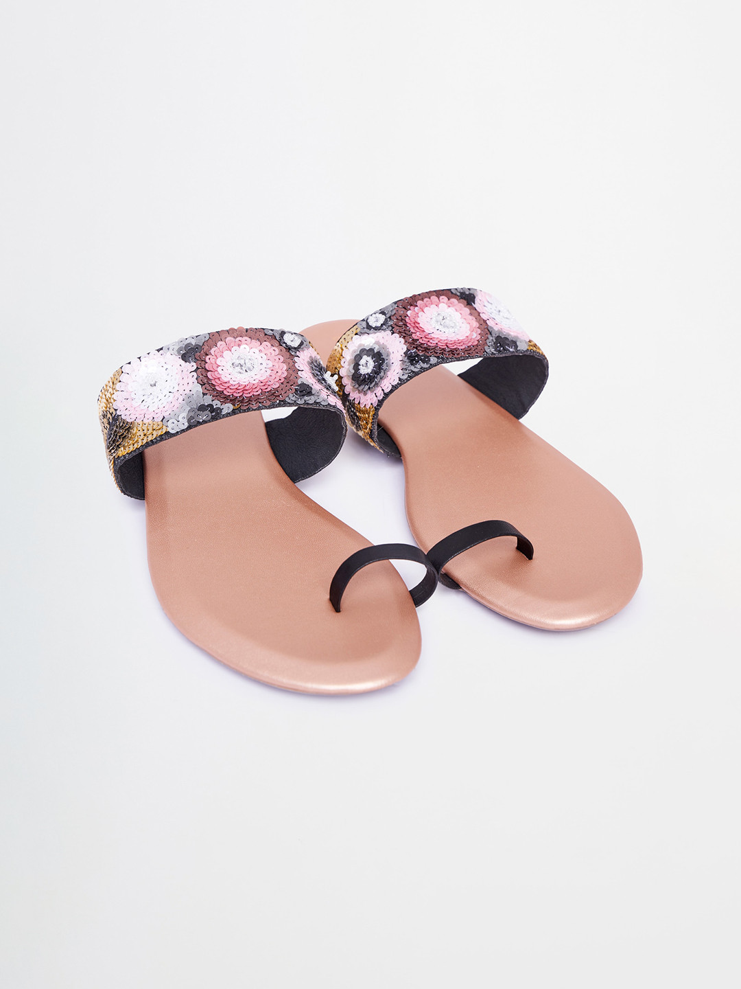 

Global Desi Embellished One Toe Flats, Black