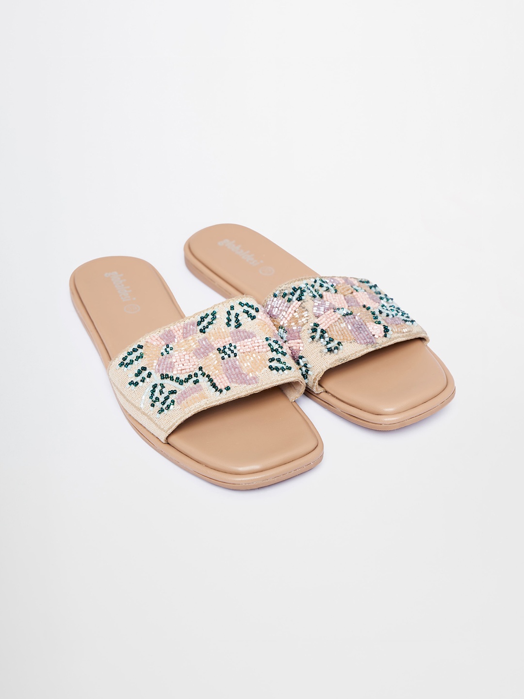 

Global Desi Embellished Open Toe Flats, Multi