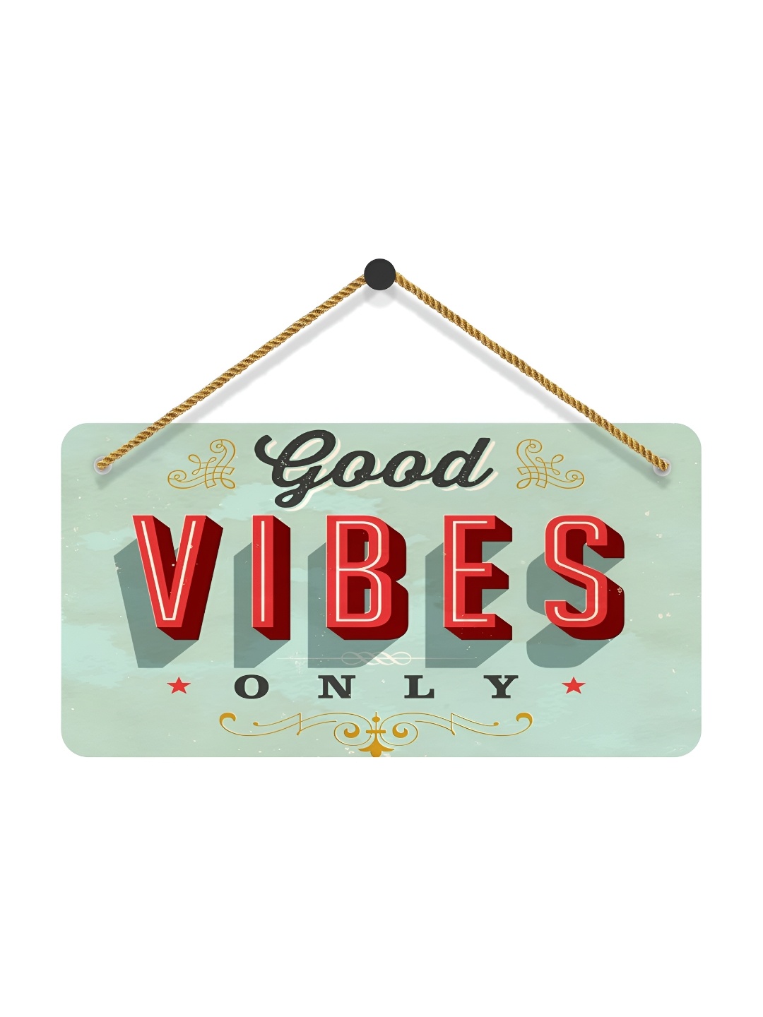 

TECHEL Green & Red Paintings Good vibes Only Wooden Wall Hanging