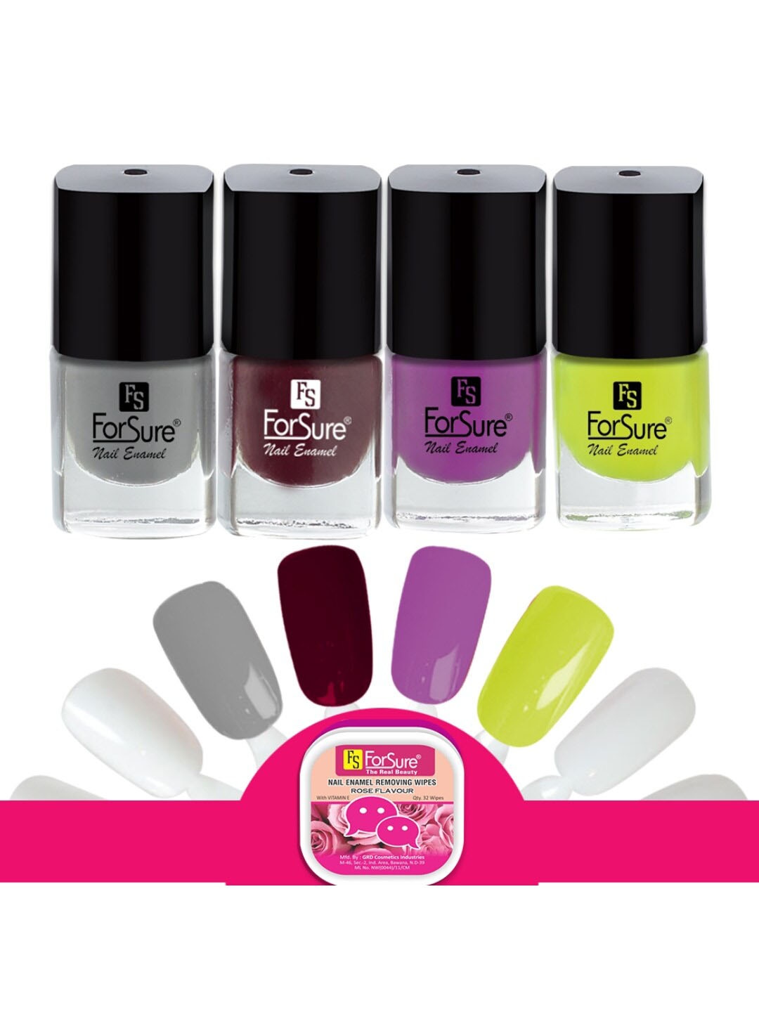 

ForSure Trendy Set Of 4 Long Lasting Nail Enamel-5ml Each-109, 110, 111, 116, Grey