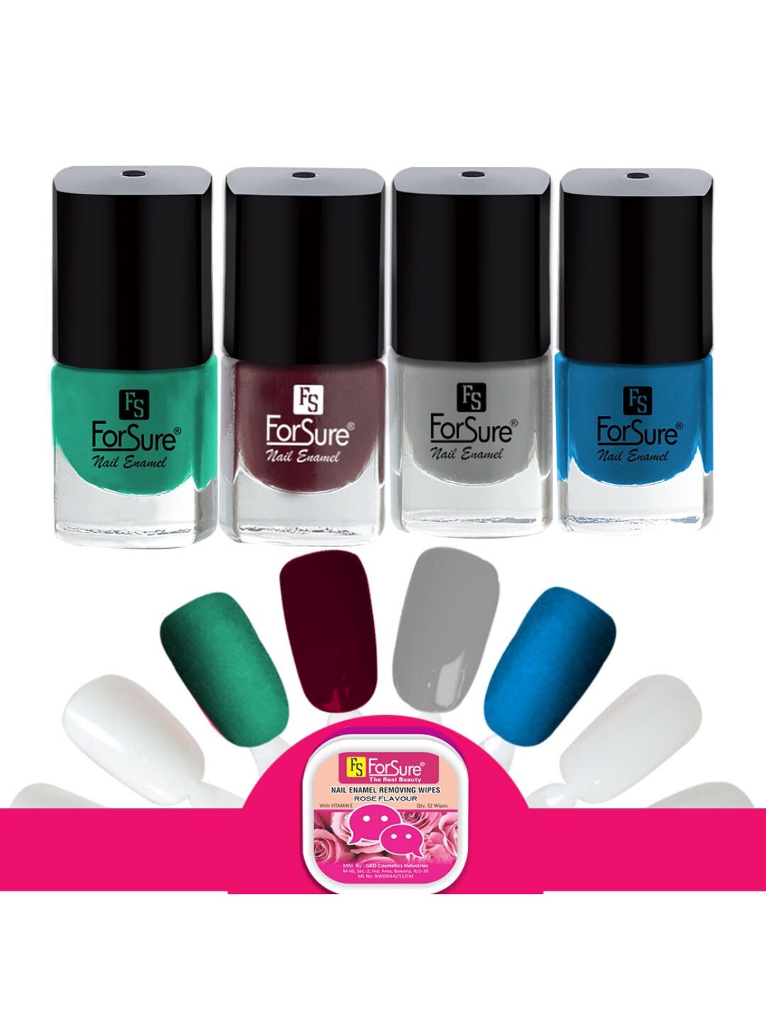 

ForSure Set Of 4 Trendy Long-Lasting Nail Polish 5ml Each - Shades 110-111-112-113, Multi