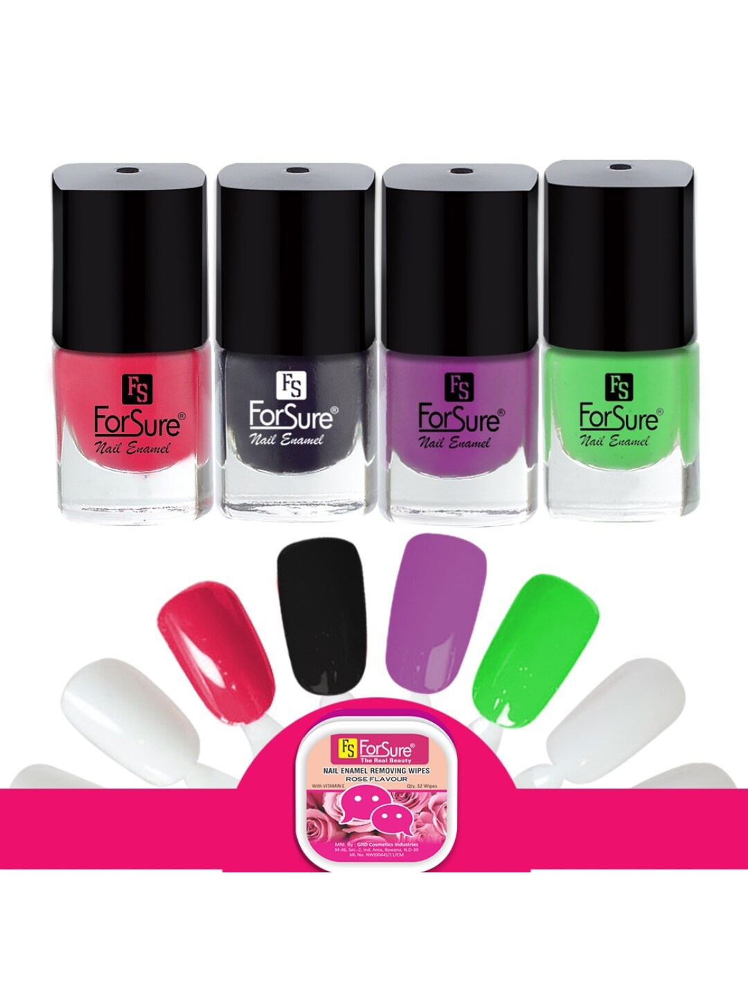 

ForSure Trendy Set Of 4 Long Lasting Nail Enamel-5ml Each-109, 117, 118, 101, Pink