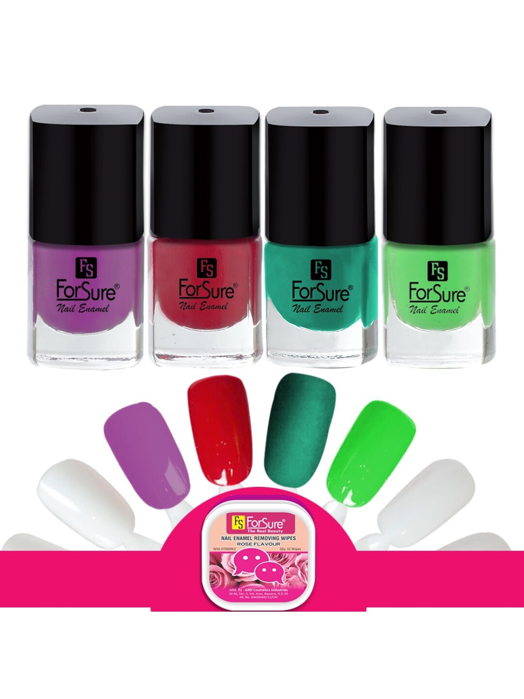 

ForSure Trendy Set Of 4 Long Lasting Nail Enamel-5ml Each-109-106-113-117, Purple